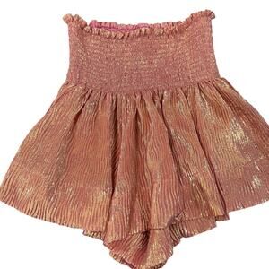 Queen of Sparkles Hannah Metallic Pink Gold Flowy Shorts Skort XS